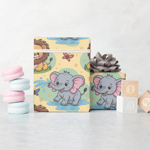 Geschenkpapier mit Cartoon-Tieren