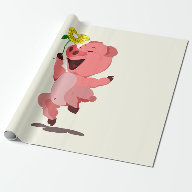 Geschenkpapier mit glücklichem Ferkel (Ungerollt)