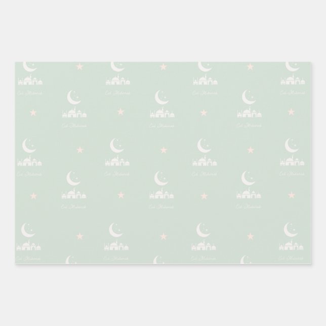 Geschenkpapier mit modernen Moschee-Motiven Set (Vorderseite)