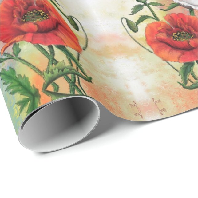 Geschenkpapier mit Mohnblumen (Rolleneckpunkt)