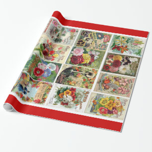 Geschenkpapier mit Mosaik aus Vintage-Blumensamenk