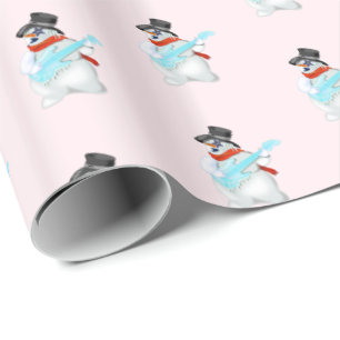 Geschenkpapier mit Rock-Schneemann