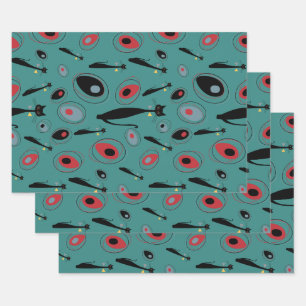 Geschenkpapier Mittelalterliche moderne Atomkatz Set