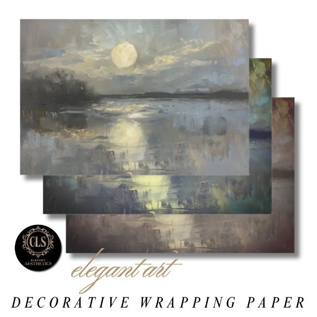 Geschenkpapier - Mondlandschaft in Wasserfarbe Set (Wrapping Paper - Moonlit Landscape in Watercolor)