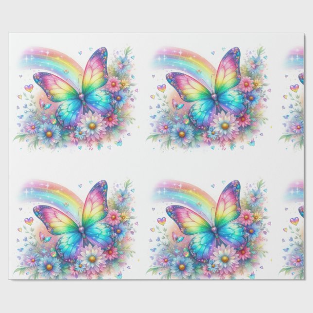 Geschenkpapier-Pastell-Frühlingsblumen-Geschenkpap Geschenkpapier (Flach)