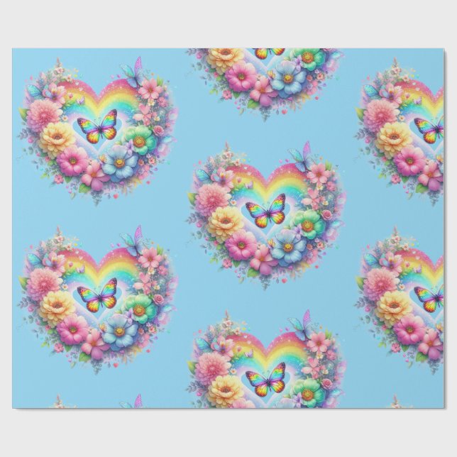 Geschenkpapier-Pastell-Frühlingsblumen-Geschenkpap Geschenkpapier (Flach)