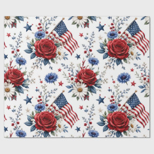 Geschenkpapier - Patriotisches florales amerikanis