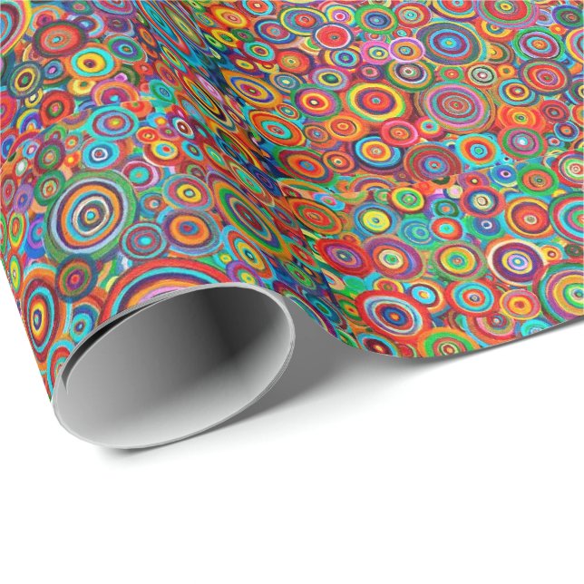 Geschenkpapier - psychedelische Kunstkreise (Rolleneckpunkt)
