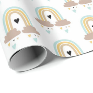 Geschenkpapier - Regenbogenwolken Herzen