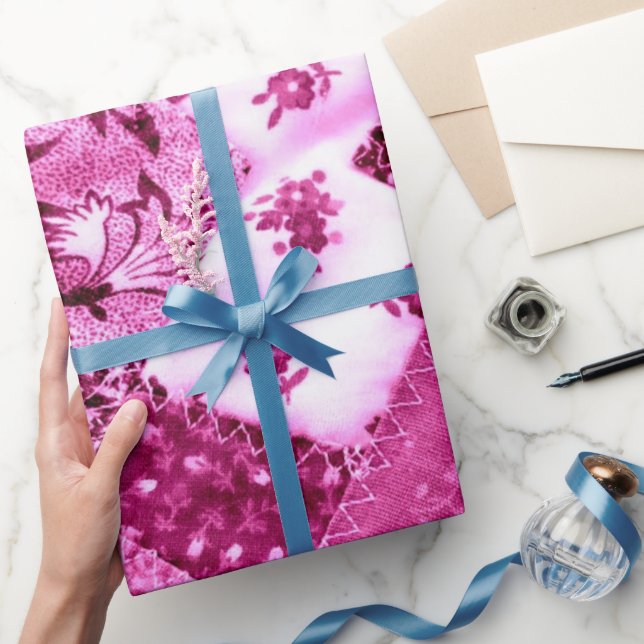 Geschenkpapier Roll Pink White Floral Quilt (Schenken)