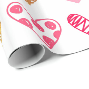 Geschenkpapier - rosa und goldene Herzen