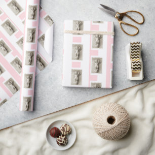 Geschenkpapier Rosa & Weiß gestreift Baby Engel