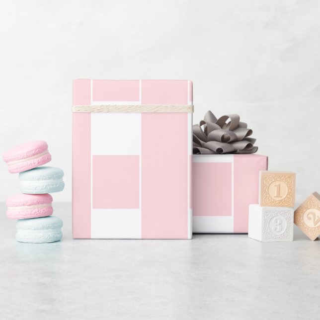 Geschenkpapier Rosa & Weiß gestreift quadratisch (Babyparty)