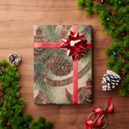 Geschenkpapier Rustikaler Kiefernzapfen Feiertagsb