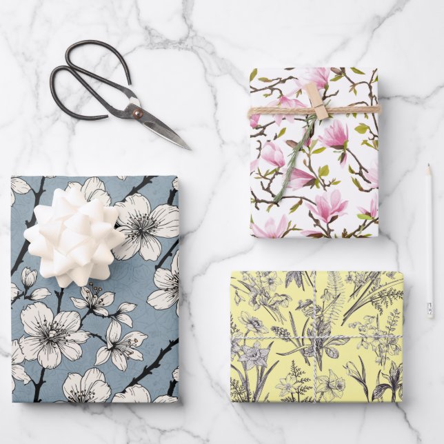 Geschenkpapier-Set mit 3 flachen Bögen Geschenkpapier Set (Vorderseite)