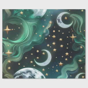 Geschenkpapier - Smaragdgrüner Himmelmond