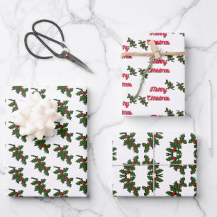 Geschenkpapier - Stechpalmenblätter und Beeren Set