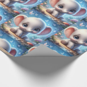 Geschenkpapier Süßer Weißer Baby Elefant Blumenmus
