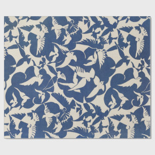GESCHENKPAPIER : TAUBEN IN WEISS + BLAU : 1928