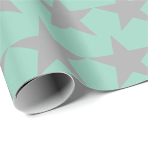 Geschenkpapier - Türkiser Hintergrund Grauer Stern
