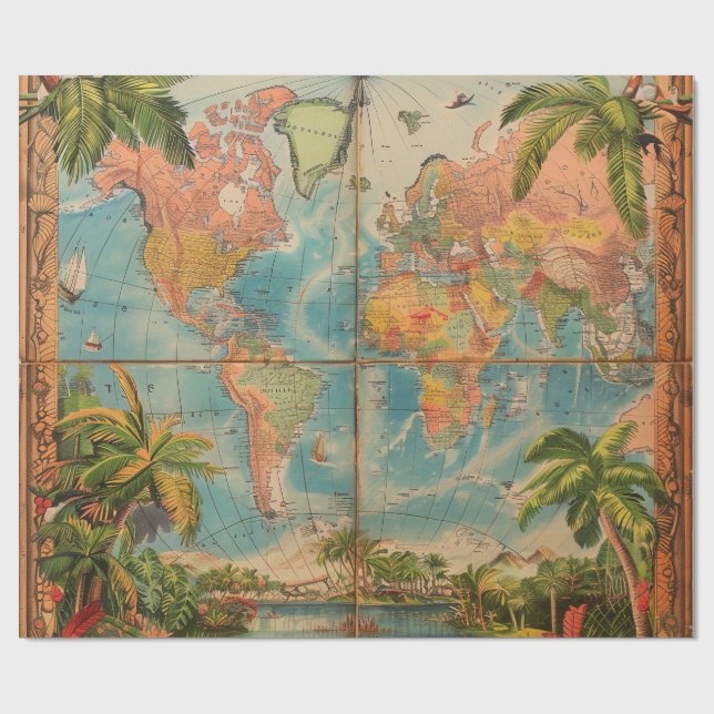 Geschenkpapier-Vintage Atlas Geschenkpapier (Flach)