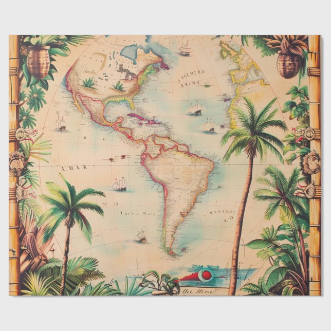 Geschenkpapier-Vintage Atlas Geschenkpapier (Flach)