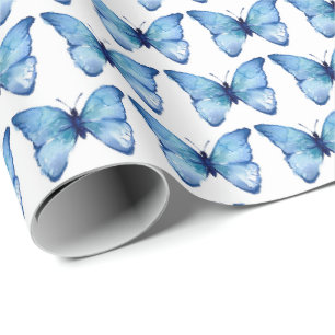 Geschenkpapier - Wasserfarbe Blauer Schmetterling