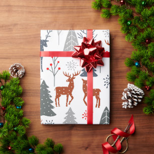 Geschenkpapier Weihnachten Hirsch Baum Skandinavis