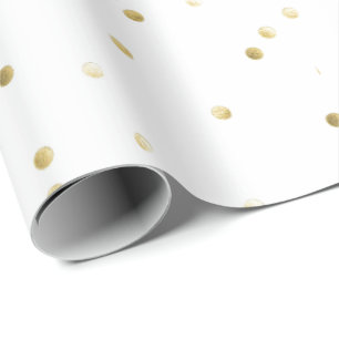 Geschenkpapier - Weiß mit goldenen Punkten