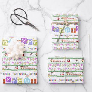 Geschenkpapierbögen Frohe Weihnachten Geburtstag Geschenkpapier Set