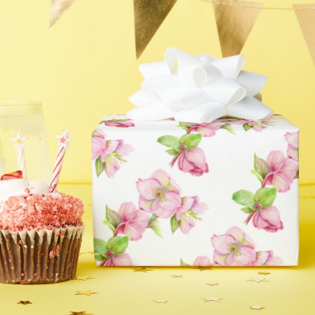 Geschenkpapierrolle - Pink Hellebore-Blume Geschenkpapier (Geburtstagsparty)