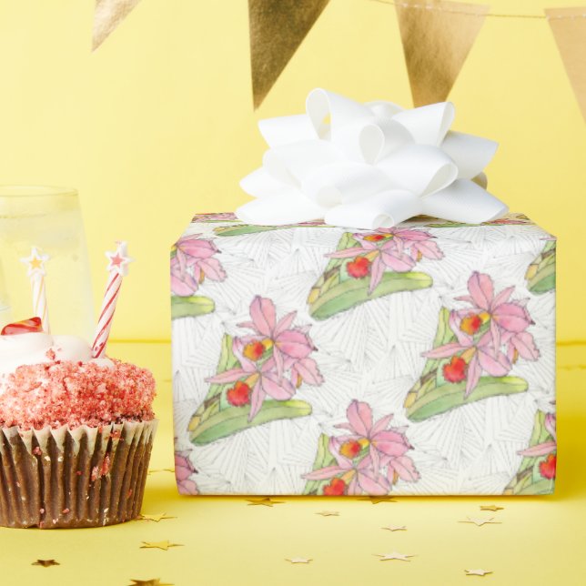 Geschenkpapierrolle - Rosa Orchidee Geschenkpapier (Geburtstagsparty)