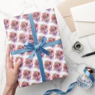 Geschenkpapierrolle - rosa und violette Sonnenblum Geschenkpapier