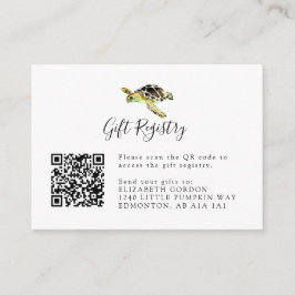 Geschenkregister QR Code Sea Turtle Baby Shooter Begleitkarte