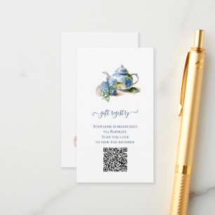 Geschenkregistrierungs-QR-Code Blaue Hortensie Bab Begleitkarte