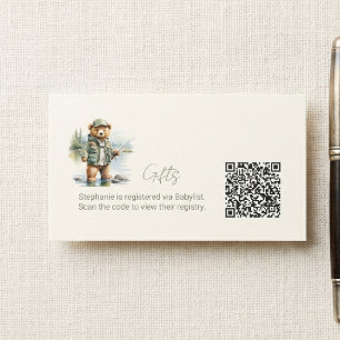 Geschenkregistrierungs-QR-Code Süßer Angel-Teddybä Begleitkarte