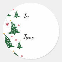 Geschenkschilder mit Tanz und Grünen Weihnachtsbäu