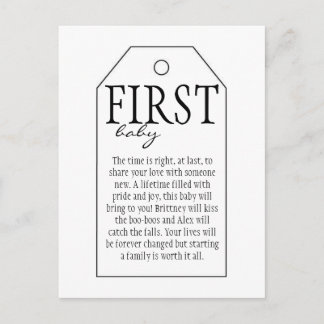 Geschenktafel für Weinflasche - First Baby Postkarte