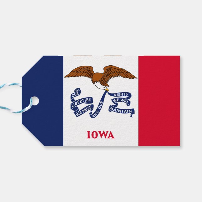 Geschenktafel mit der Fahne des Iowa-Staat, USA Geschenkanhänger (Rückseite Horizontal)