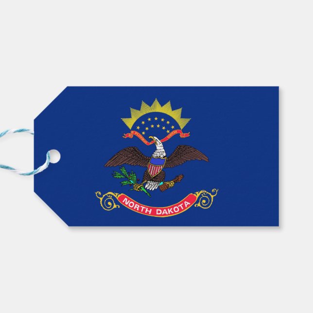 Geschenktafel mit der Flagge des Staat Nord-Dakota Geschenkanhänger (Rückseite Horizontal)