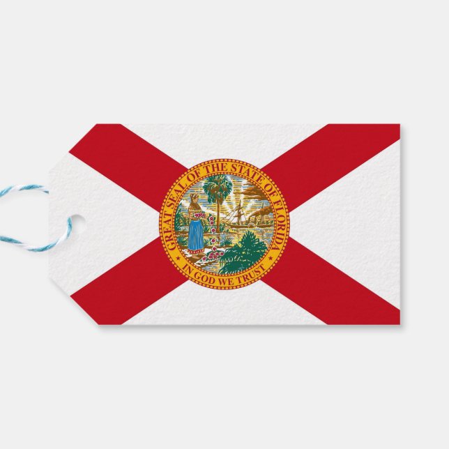 Geschenktafel mit der Flagge von Florida Staat, US Geschenkanhänger (Rückseite Horizontal)