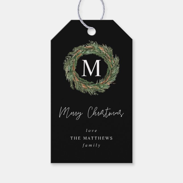 Geschenktafeln für die Black-Wreath-Monogramm Geschenkanhänger (Vorderseite)