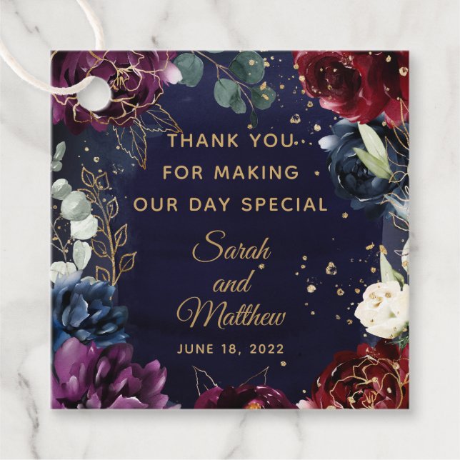 Geschenktag der Burgundy Navy für Gastgeschenk Hoc Geschenkanhänger (Vorderseite)