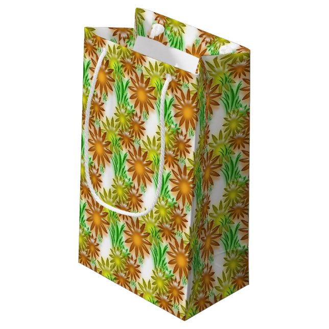 Geschenktasche - 3D Neonblumen Kleine Geschenktüte (Rückseite Schrägansicht)