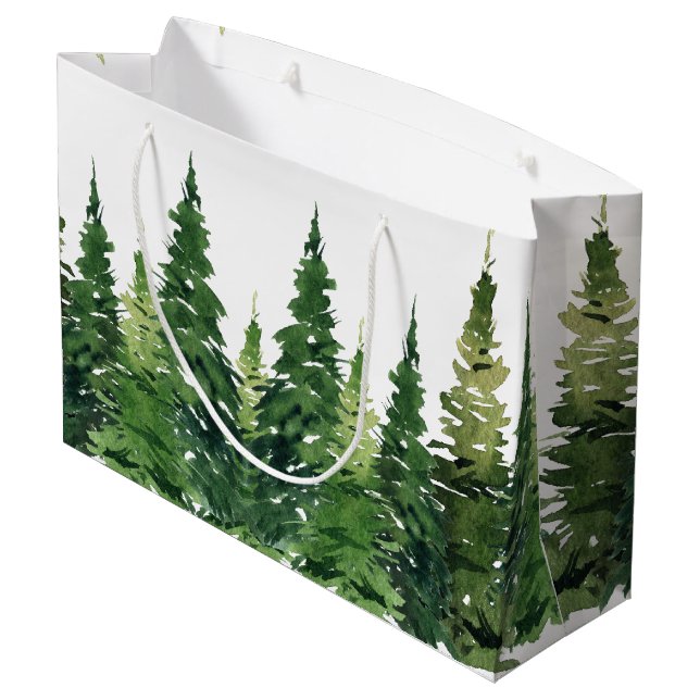 Geschenktasche - Aquarellwald Große Geschenktüte (Rückseite Schrägansicht)