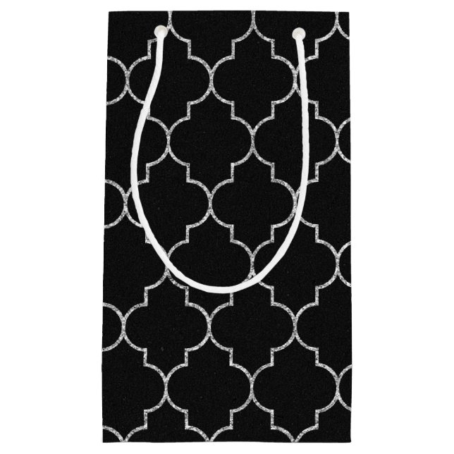 Geschenktasche aus Schwarz und Silber Kleine Geschenktüte (Vorderseite)