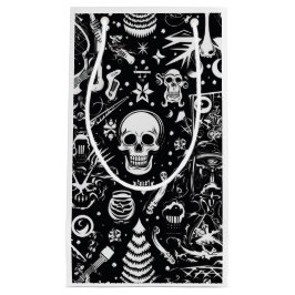 Geschenktasche aus schwarzem und weißem Skull (wei Kleine Geschenktüte