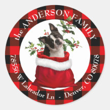 Geschenktasche Boston Terrier Karierte Rahmen Rück