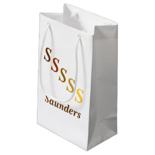 Geschenktasche - Briefe und Name in Braun Kleine Geschenktüte