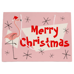 Geschenktasche froher Weihnachten Flamingo-Sankt Große Geschenktüte